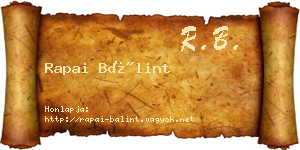 Rapai Bálint névjegykártya